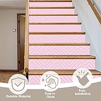 Vista 4 de WALPLUS Adhesivos para escaleras autoadhesivas, 15 tiras, 39 x 7.1 pulgadas, azulejos con patrón de rayas para toldo, fácil instalación, decoración