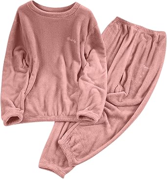 Warm Fleece Fuzzy Pajamas Set for Women Winter Lounge Sleepwear Soft Long Sleeve Tops Pants Plush Fluffy Loungewear