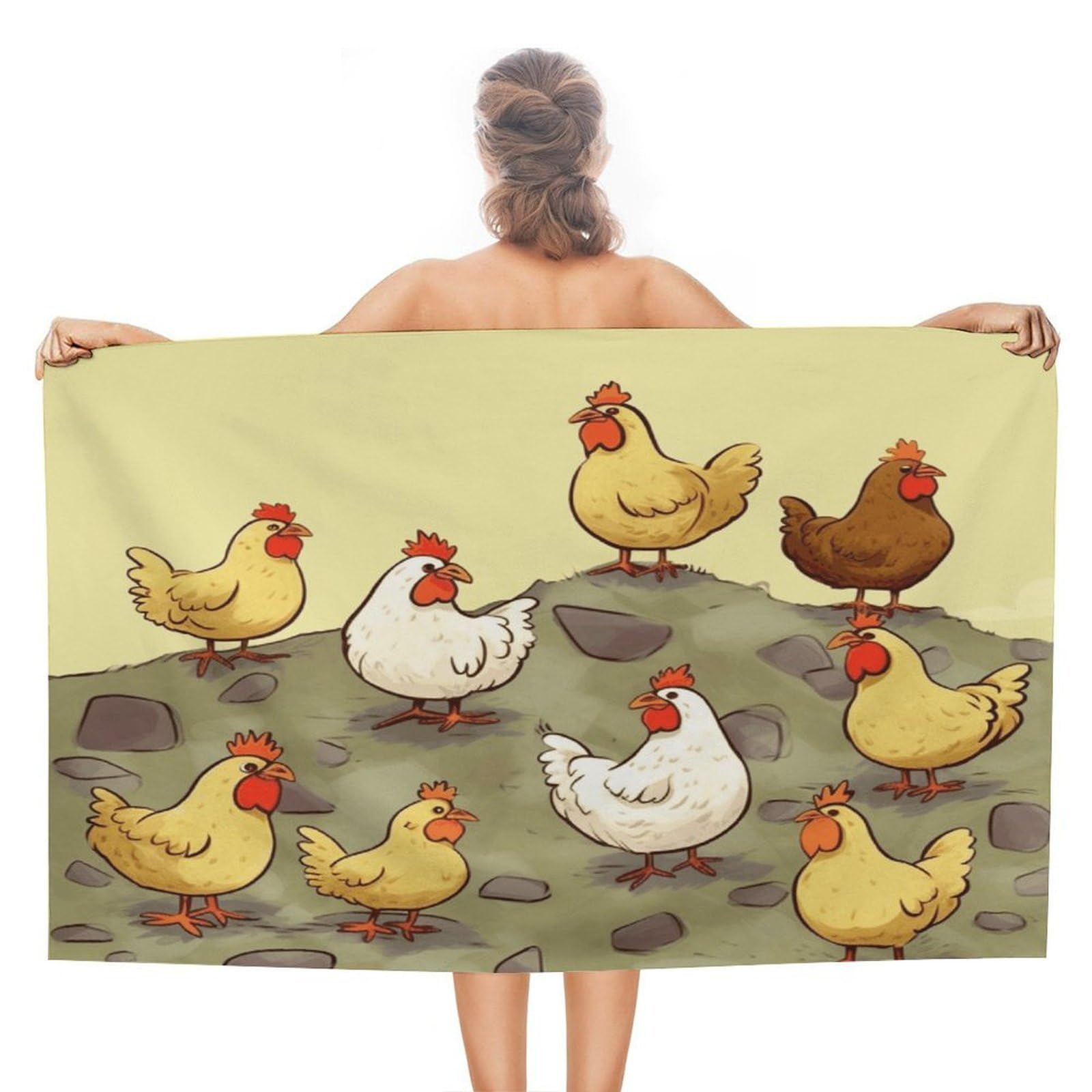 FekiLoot A Brood of Chickens Beach Towel Absorbent & Quick Dry Pool Towels 31 X 51 Inches Extra Large Sandfree Beach Blanket Towels Soft Lightweight Travel Towel for Swim Yoga Camping