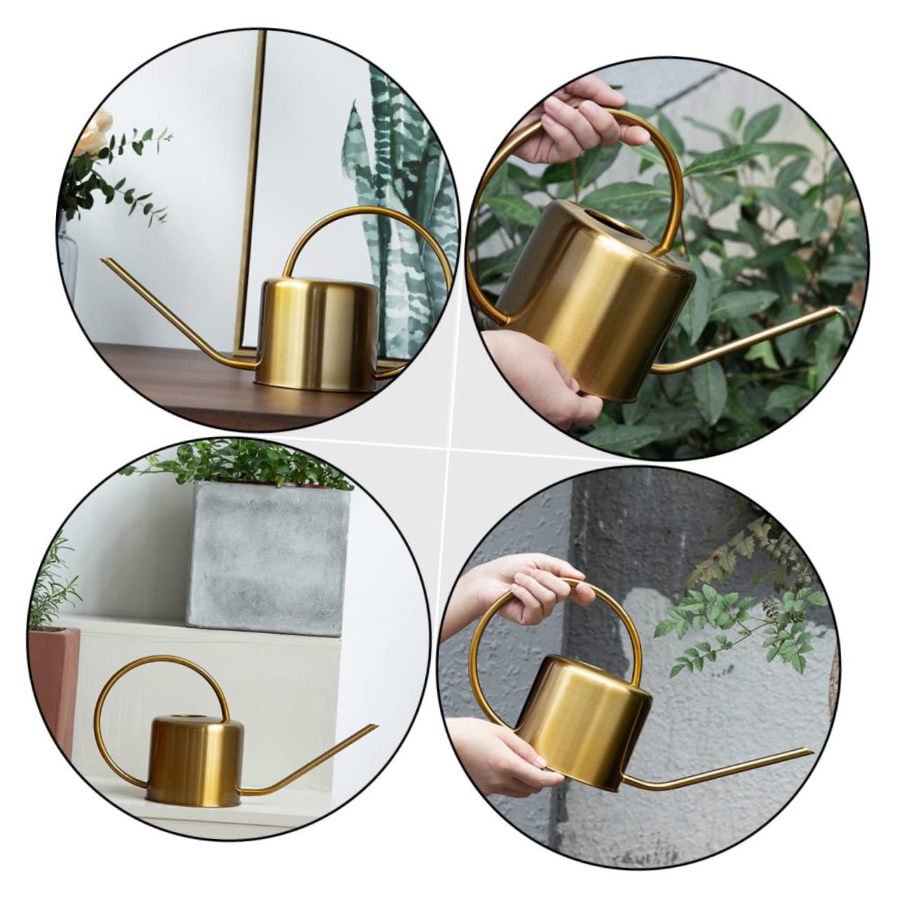 DOITOOL Arrosoir sans Fuite d'eau en Acier Inoxydable Poignée Ergonomique 1300ml Design Classique Doré pour Jardinage et Usage Domestique