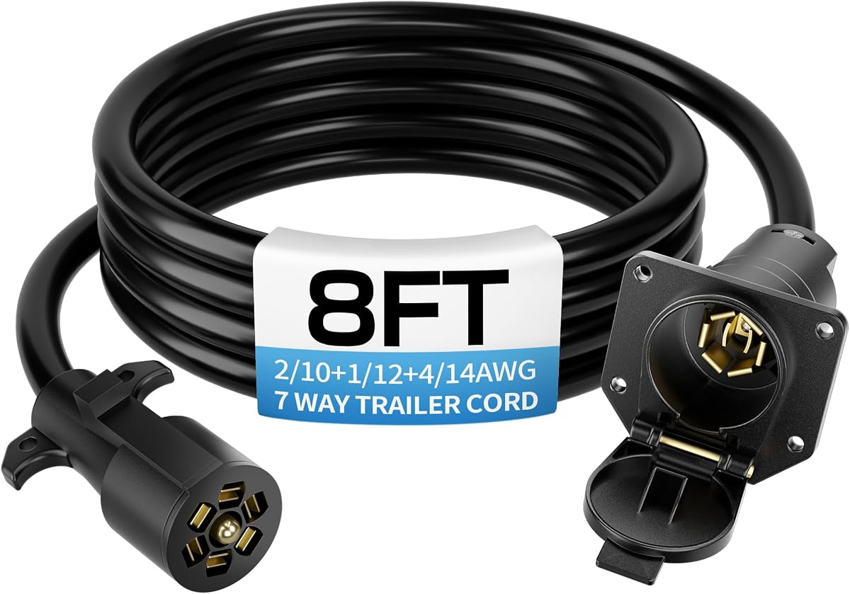 Deluwire 8FT 7 Pin Trailer Wiring Harness