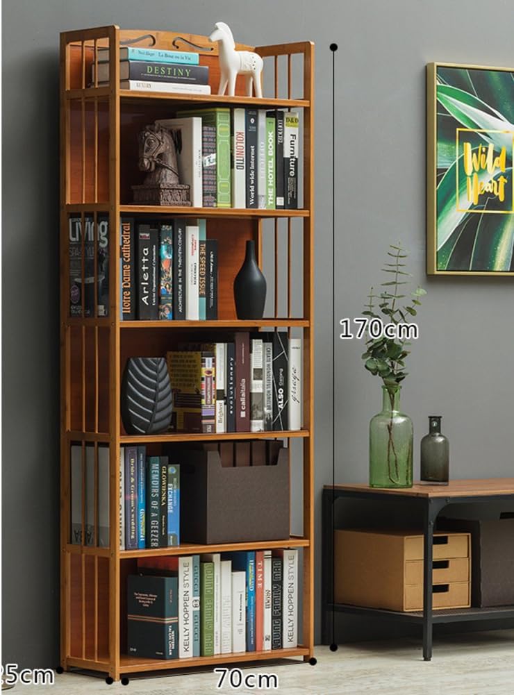 WJXBoos Bookshelf,Simple storage rack simple modern bamboo landed children's students desk bookcase-W 70x25x170cm(28x10x67)