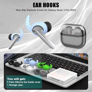 Ear Hooks for Galaxy Buds 3 Pro, WADVCU 5 Pairs Ear Hook Compatiable with Samsung Galaxy Buds 3 Pro Silicone Accessories Anti-Slip Ear Covers Holder [Not Fit in The Charging Case](Multicolor)