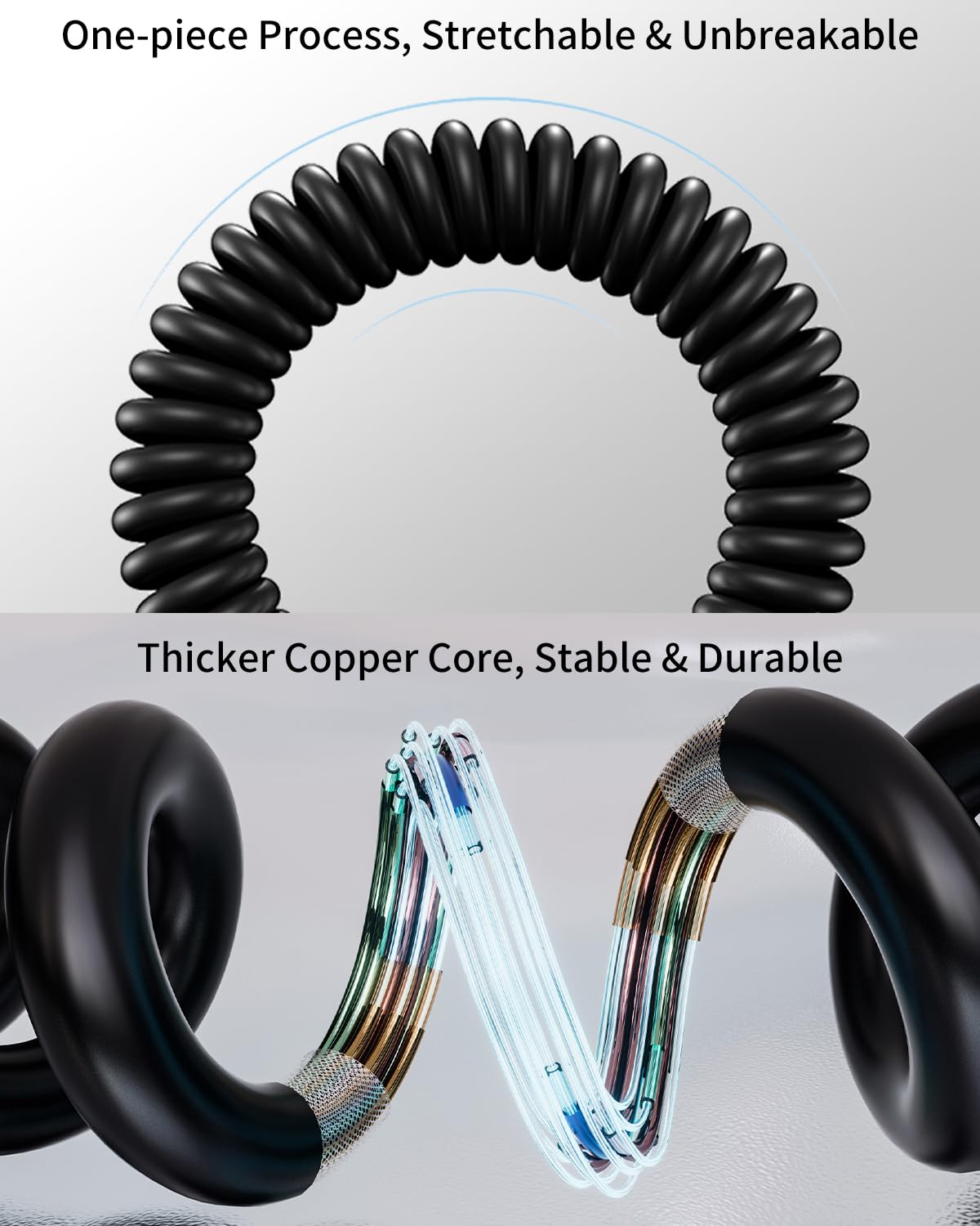Confezione da 2 cavi USB C a spirale, USB tipo C, cavo a spirale per ricarica rapida da USB a USB C, cavo a spirale per iPhone 16 15 Pro Max, Samsung Galaxy S24 S23, Moto G8, Google Pixel, cavo USB C