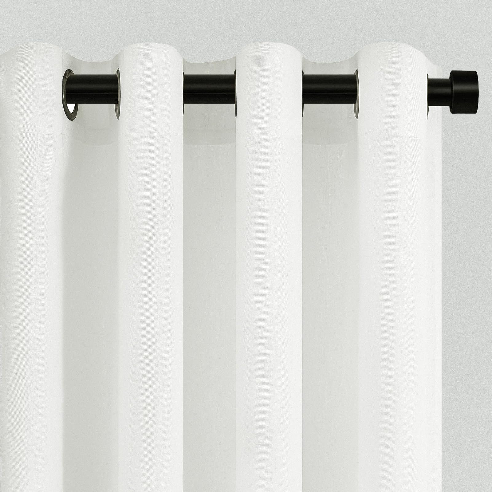 Topfinel Cortinas Blancas Salon Cortas 2 Piezas 140x160cm(Ancho x Alto) Semitranslúcido Boho Cortinas de Imitación de Lino con Ojales Modernas Decorativas para Dormitorio