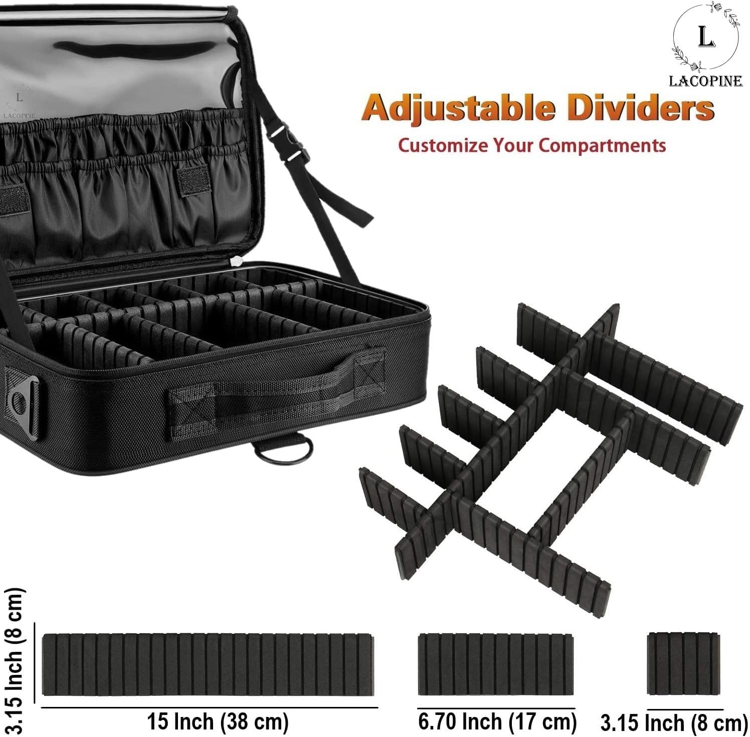 Makeup Train Case, Professional Cosmetic Organizer Make Up Artist Box with Adjustable Dividers for Women, BLACK, 18 INCH (1 LAYER), Travel Accessories