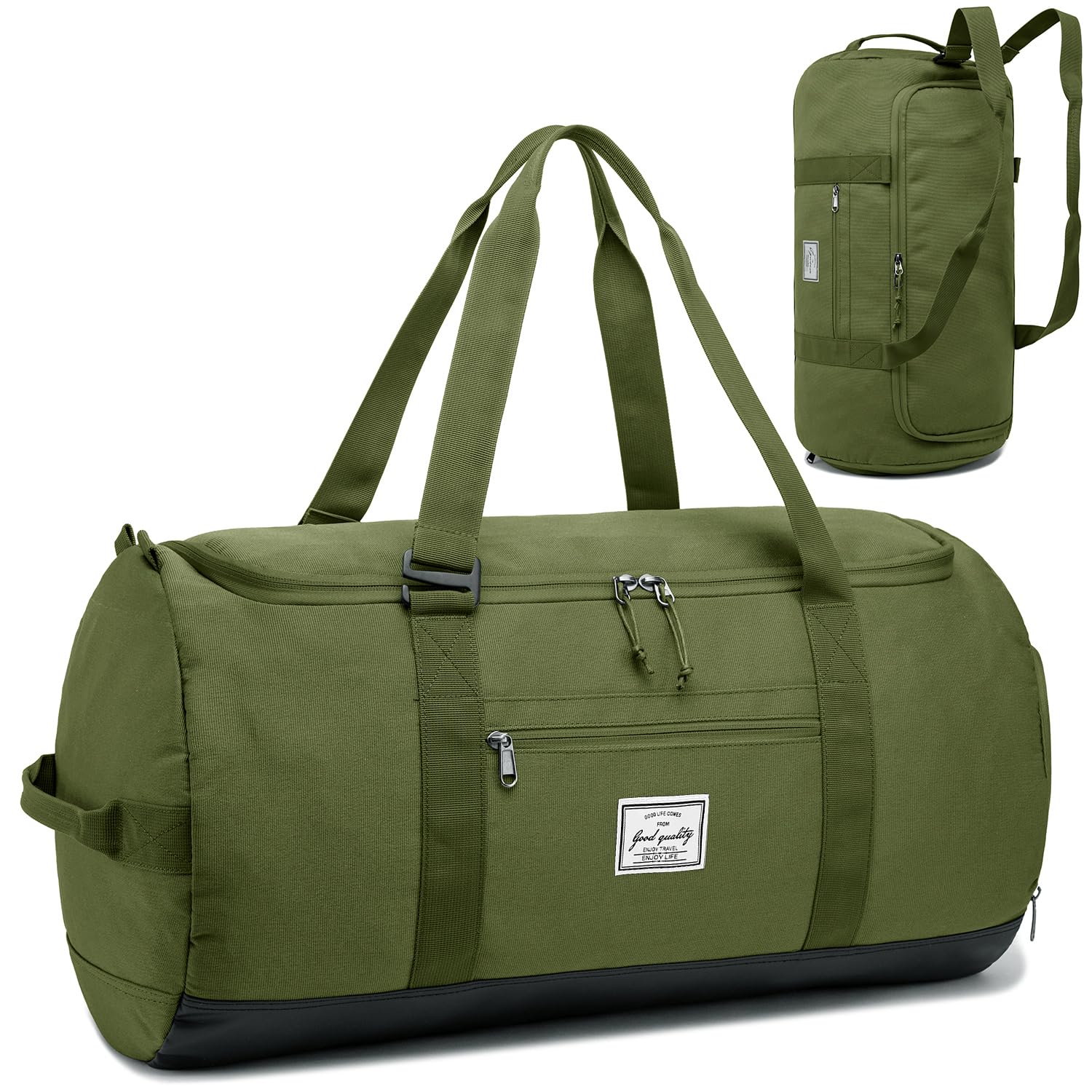 Borsone Palestra Uomo Donna Grande 60 Litri Borsa Sportiva Viaggio con Porta Scarpe da Sport, Fitness, Piscina, Campeggio, Viaggi, Verde