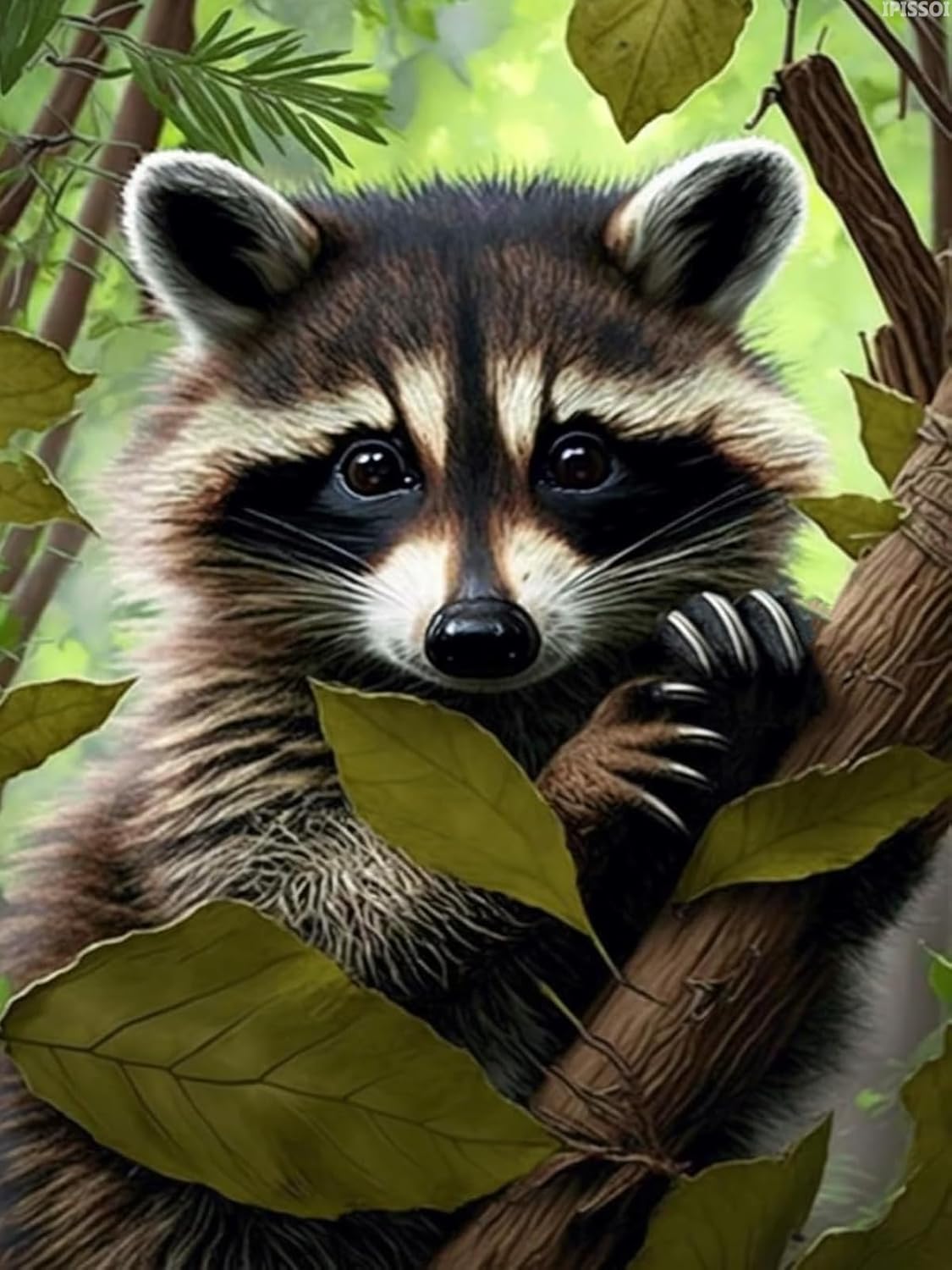 IPISSOI Diamond Painting Kits, Forest Raccoon Diamond Painting, Animal Gem Art Cross Stitch for Adults, for Room Decor Classroom Decor Home Decor Gift for Stress Relief 12x16 inch