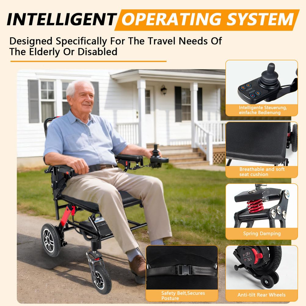 Sillas De Ruedas Eléctricas para Adultos, Silla De Ruedas Motorizada Plegable Silla De Ruedas Eléctrica Todoterreno para Uso En Interiores Y Exteriores, Capacidad De 100 Kg