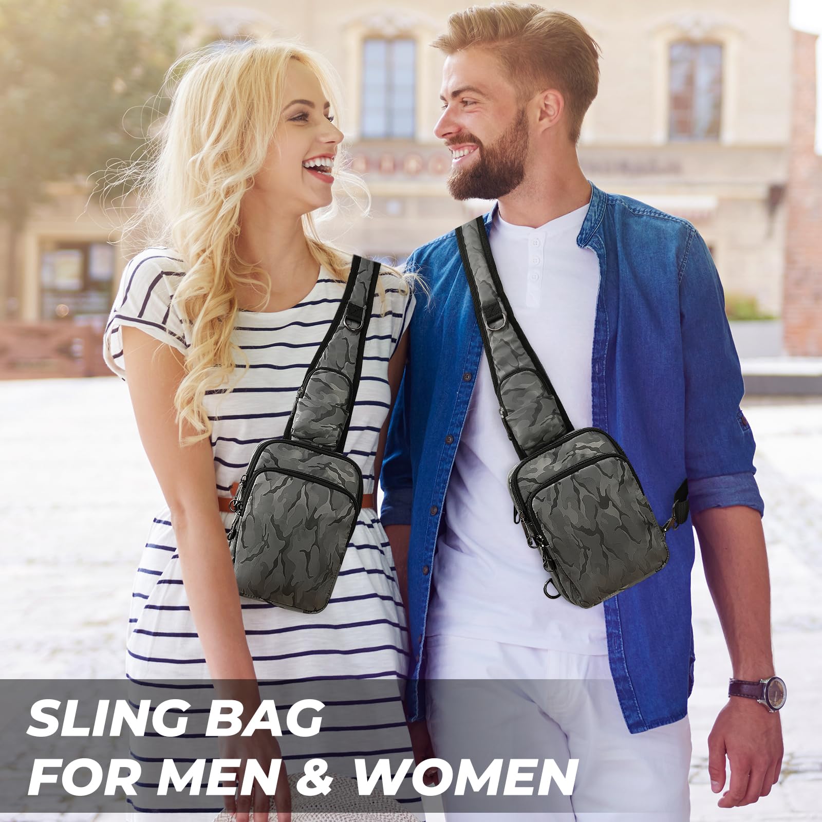Borsa a tracolla anti furto, borsa a tracolla da uomo e da donna, impermeabile, piccola borsa a tracolla con chiusura lampo e blocco RFID