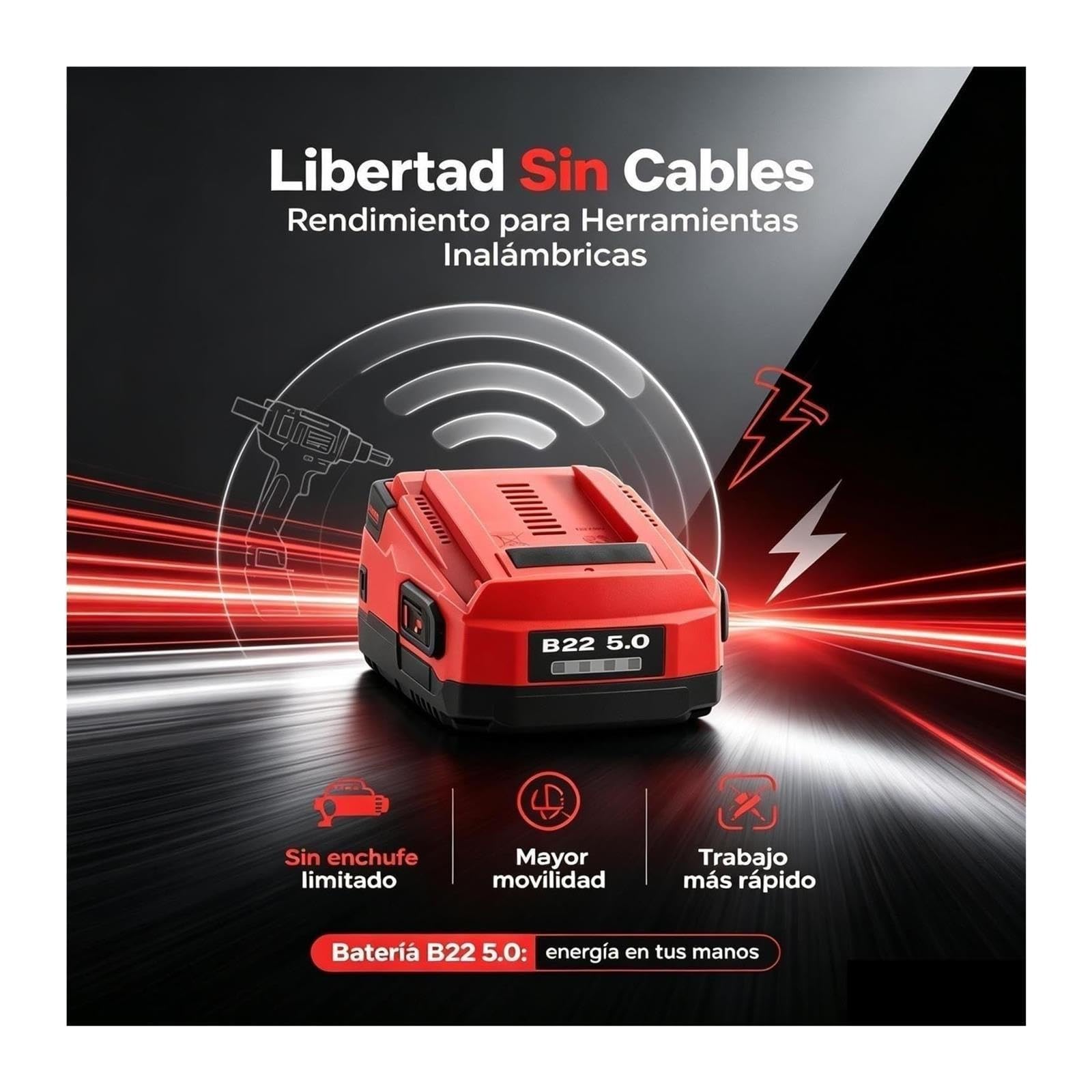 2 baterías de Iones de Litio B22 de 5000 mAh, compatibles con Hilti | Batería de herramienta eléctrica de repuesto for taladro atornillador inalámbrico y atornillador de impacto de 18V,21,6V 22V