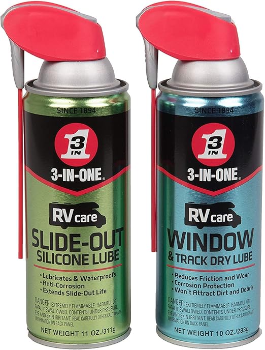3-IN-ONE RVcare Slide Out Silicone, 11 oz. and RV Care Window & Track Dry Lube