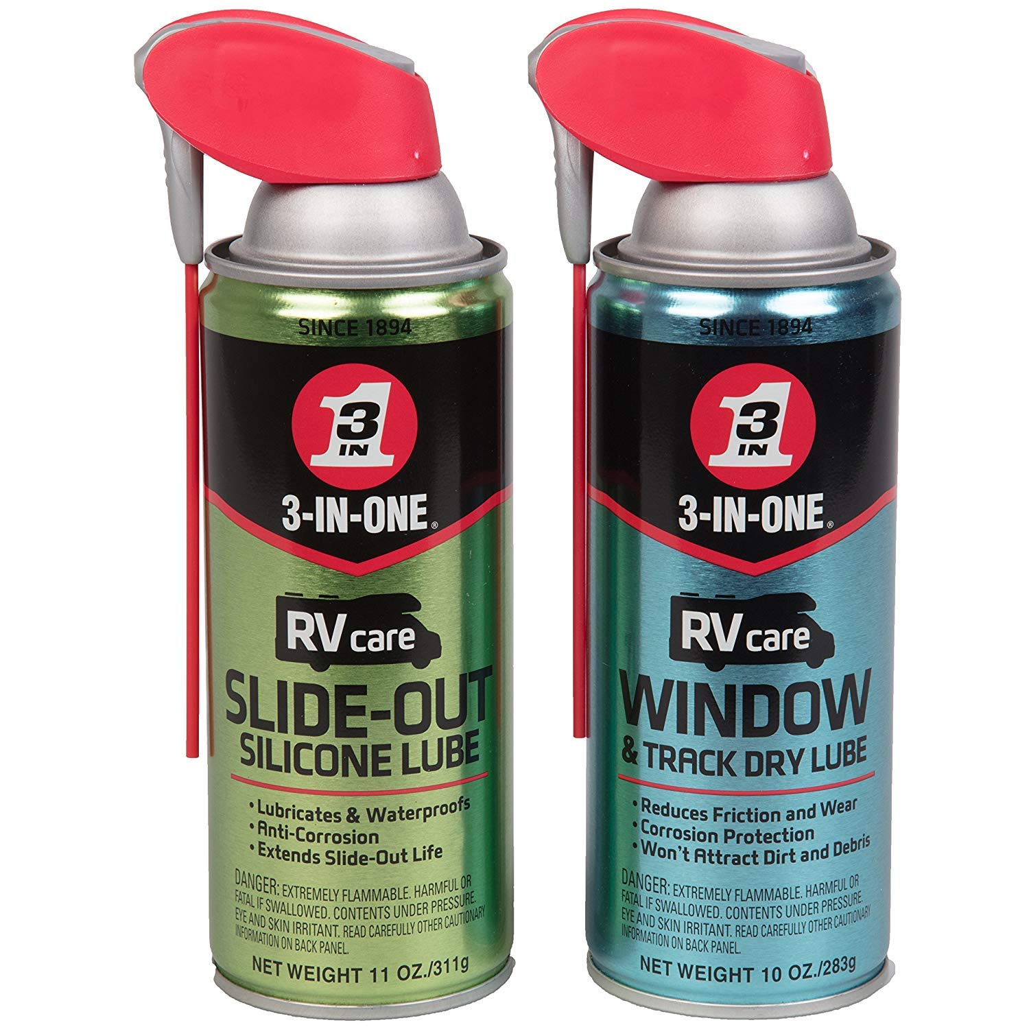 3-IN-ONE RVcare Slide Out Silicone, 11 oz. And RV Care Window & Track Dry Lube