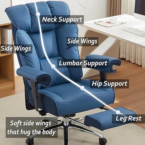 Miniatura 5 de Efomao Silla de oficina de escritorio, silla de oficina ergonómica con reposacabezas ajustable y soporte lumbar, silla de escritorio de computadora