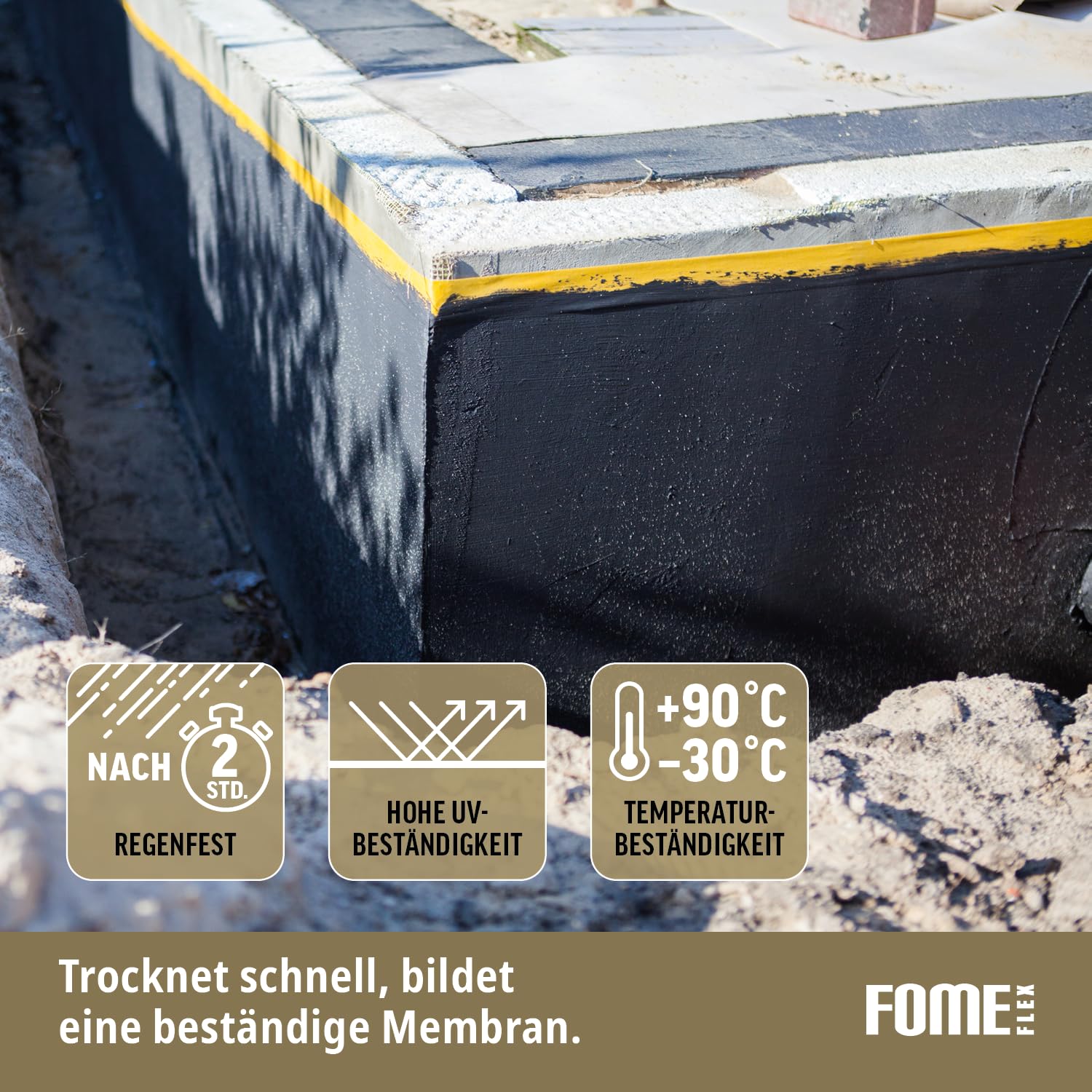 Sigillatura universale e barriera all'umidità a base di bitume polimerico FOME FLEX Rapid Hydro Defence 4,5 kg per tetto, pareti e fondazione