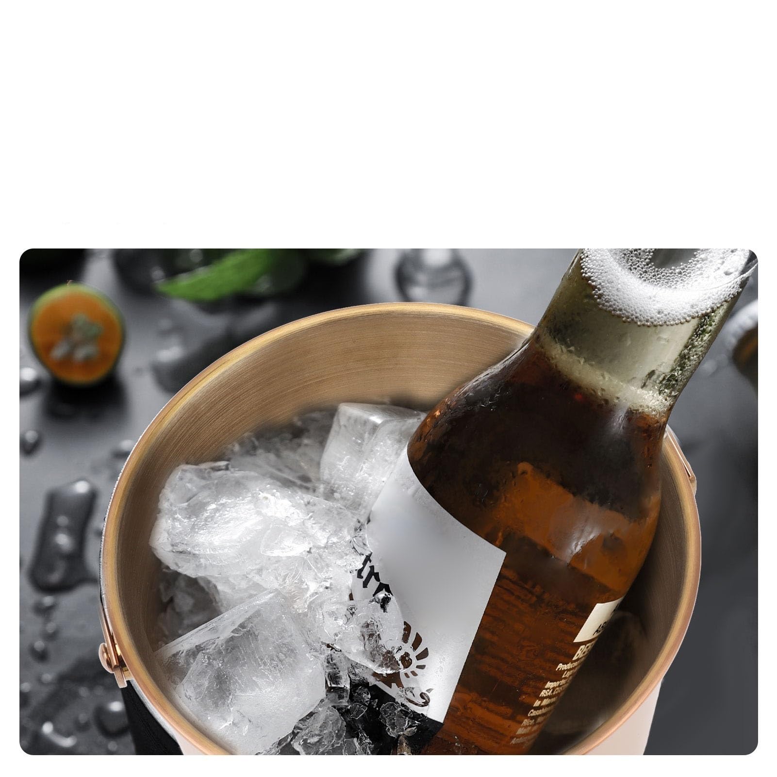 Pojemnik na lód, pogrubiony pojemnik na lód ze stali nierdzewnej, podwójna izolacja, duża pojemność, wino, szampan, piwo, KTV, bar, komercyjny pojemnik na lód do chłodzenia piwa, szampana (złoty)