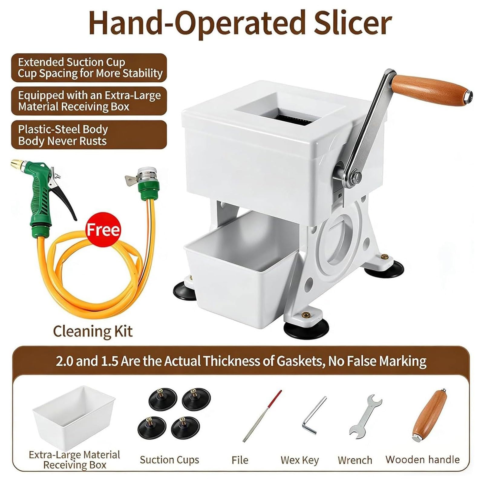 Tritacarne manuale con lama in acciaio inox e scatola di ricezione, manovella per uso domestico, spessore di taglio 3 mm