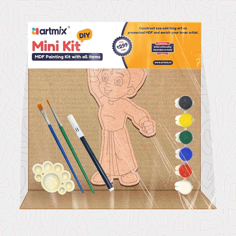 Artmix Mini Art and Craft Kit For Kids | Painting Kit With 1 Pre-Designed MDF Board | Water Color 6 Shades, Set of Brushes & Mixing Tray | Perfect for DIY Crafts | For Artists, Students, Children | Best Gift for Children (Chhota Bheem) (B0DGTB5F6M) Amazon Price History, Amazon Price Tracker