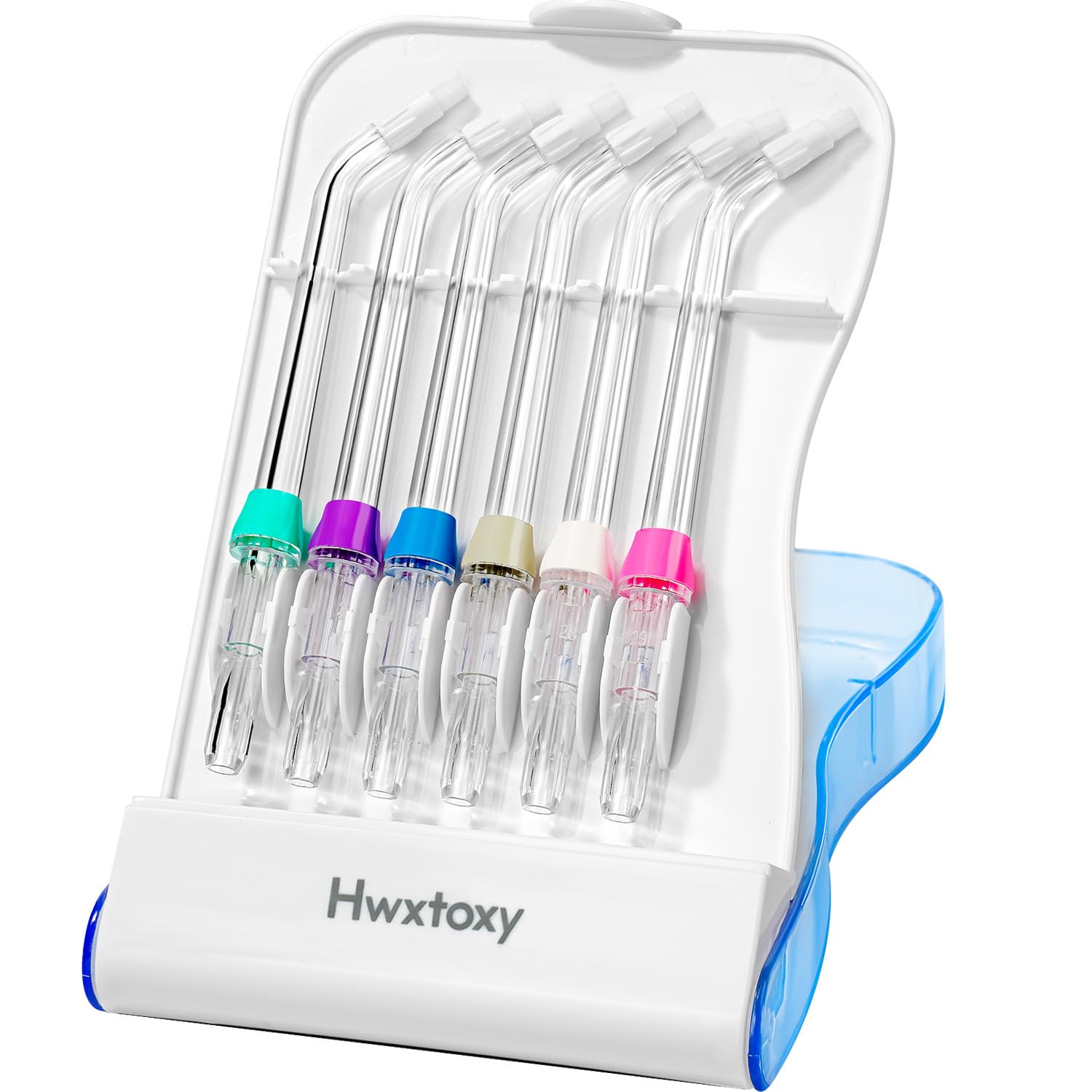 Hwxtoxy Replacement Tips for Waterpik Water Flosser Waterpik' Replacement Parts, Storage Case & AquaFlosser 6 Tips (6 Orthodontic Tips)