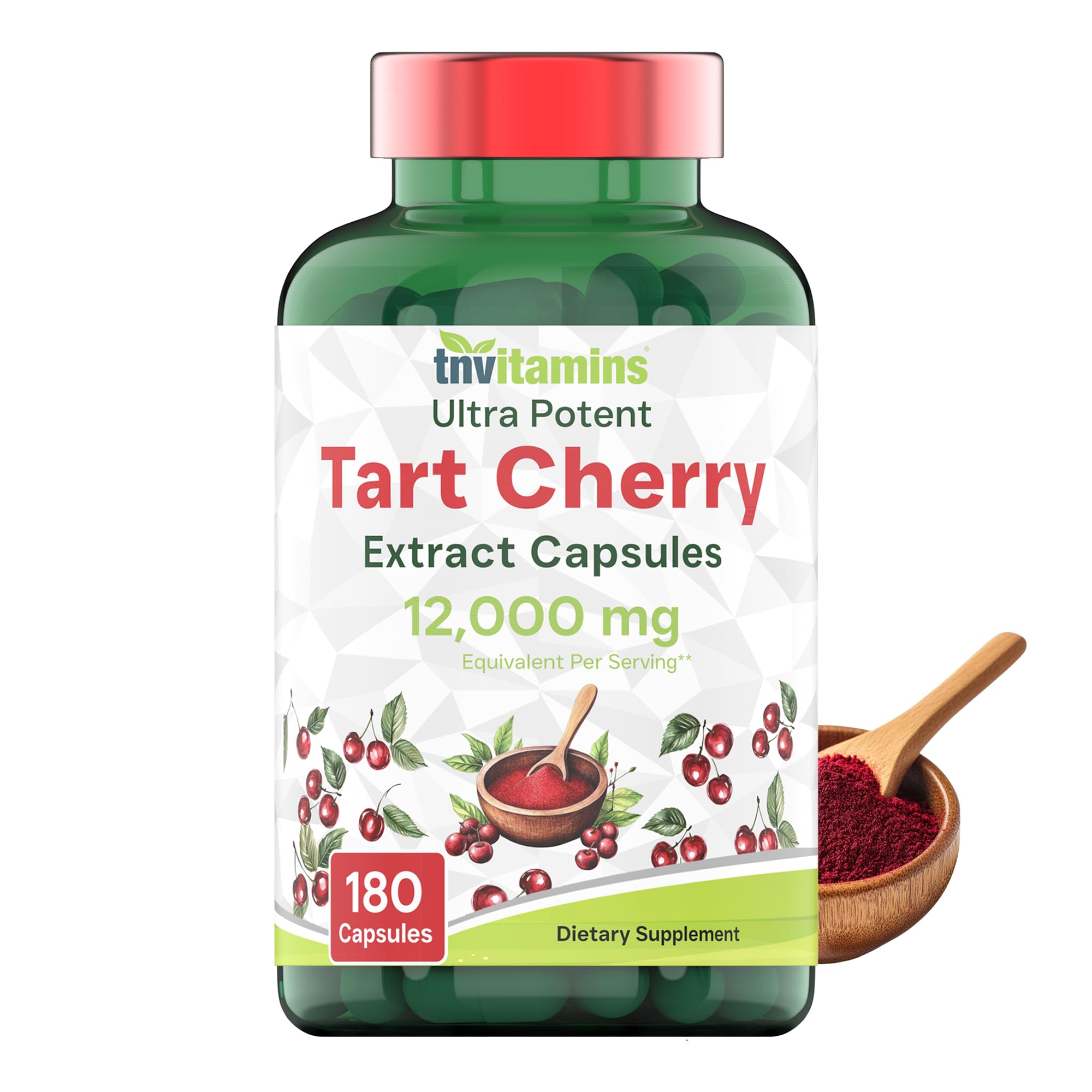 Tart Cherry Capsules 400 mg of 30:1 Extract Per Serving - 180 Count | Ultra-Potent Tart Cherry Extract Capsules | Joint, Sleep, & Recovery Support* | High in Antioxidants | Non-GMO | Made in the USA!