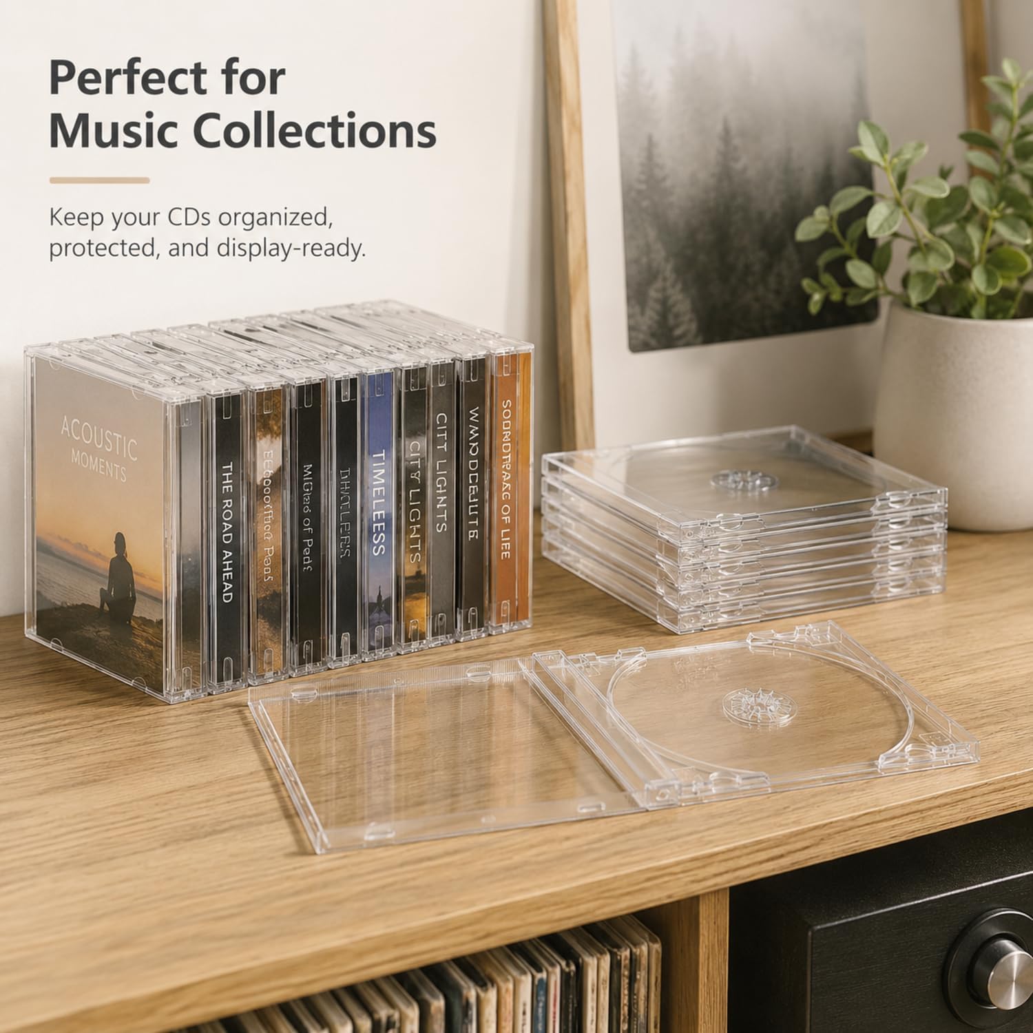 LEIFIDE 30 Pcs 10.4 mm Plastic Cd Jewel Case Clear Single DVD Disc Case Standard Cd DVD Cover for Protection Replacement(Clear)