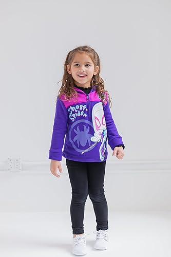 Miniatura 3 de Marvel Spidey and His Amazing Friends Ghost-Spider Miles Morales Spider-Man - Sudadera con capucha de forro polar con media cremallera para niños