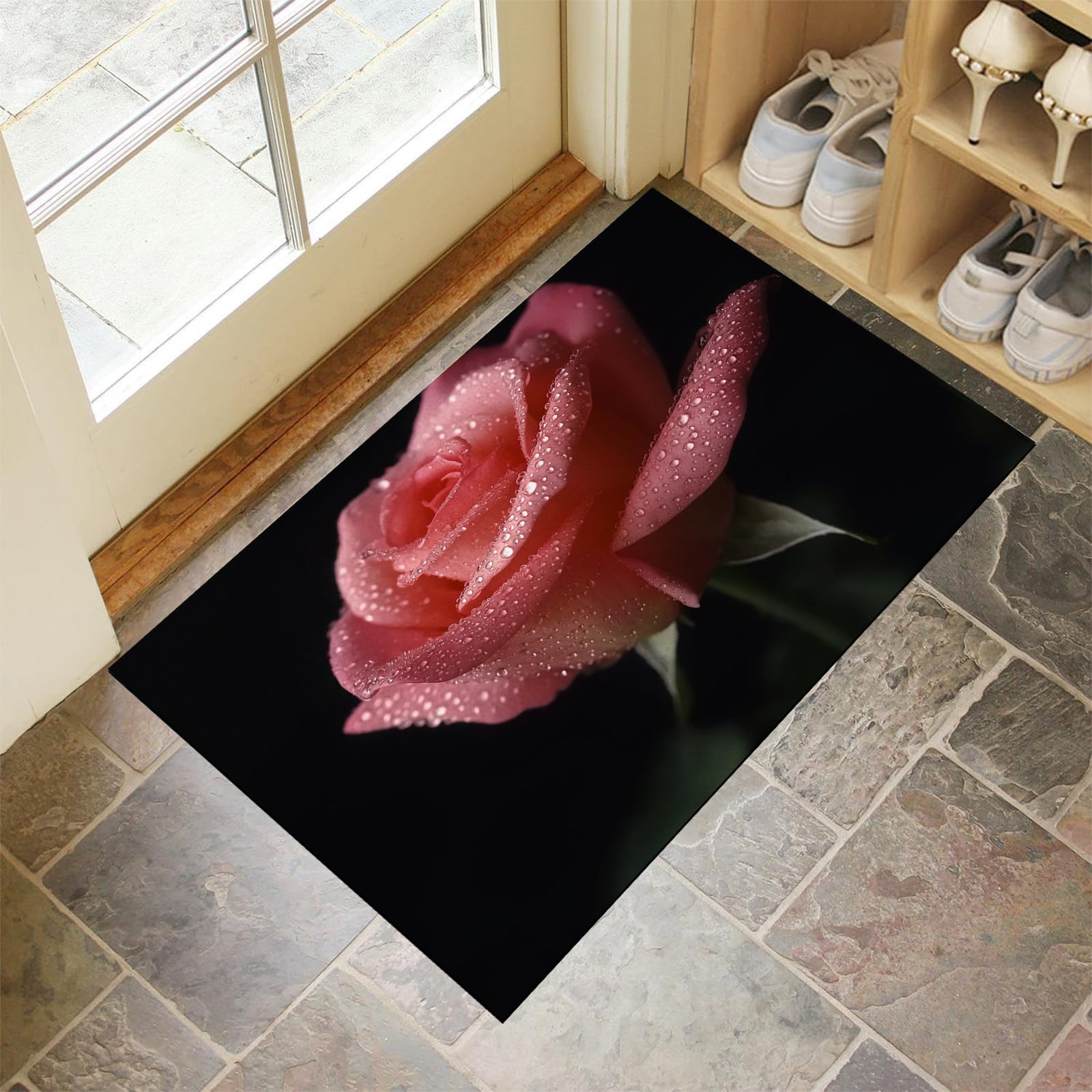 Tapis de porte pour couloir et jardin paillasson exterieur rose