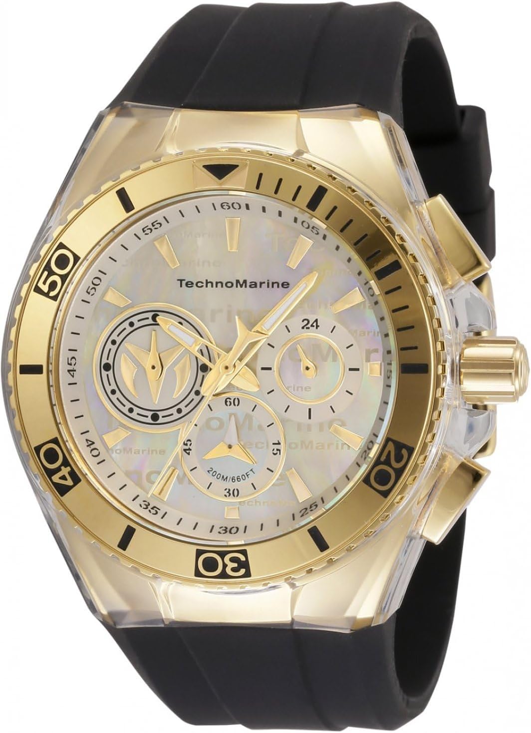 Men's Cruise California StainlessSteel Quartz Watch with Silicone Strap, Black, 29.1 (Model: TM120026) (One Size, Multicolored)