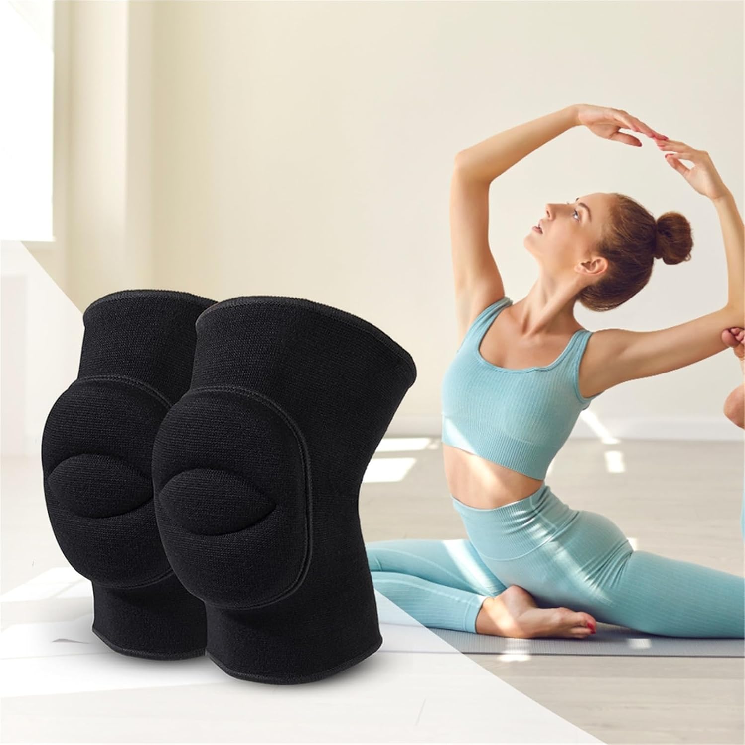1 Pair Dance Knee Pads Breathable Sleeve Multi-Function Elastic Knee Support Non Slip for Volleyball Football for Volleyball Football Dance Yoga Tennis Running