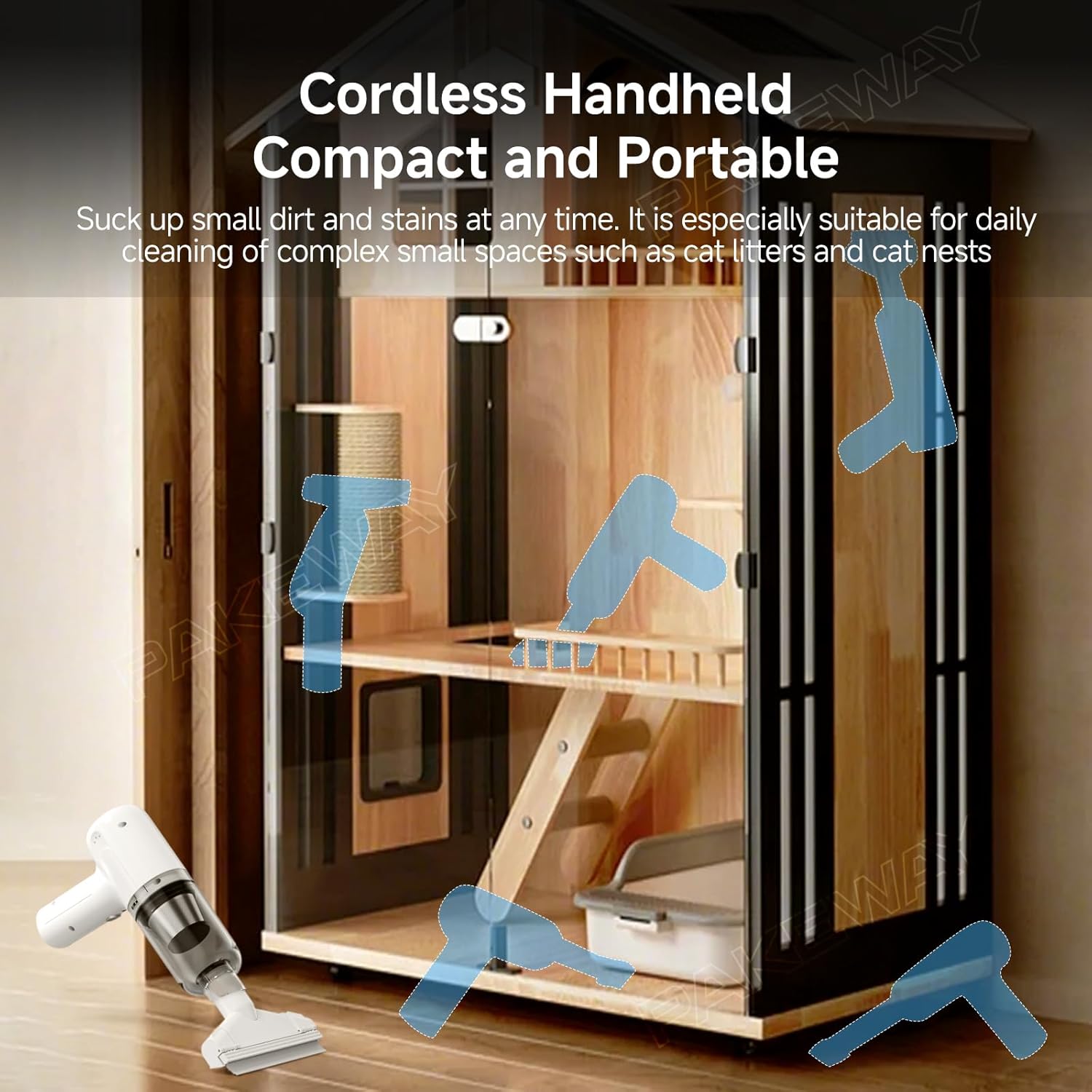 PAKEWAY Handheld Pet Hair Removal Vacuum, Pet Hair Removal Tool, Cat and Dog Hair Remover, Double Filtration, for Furniture, Couch, Carpet, Clothing and Bedding