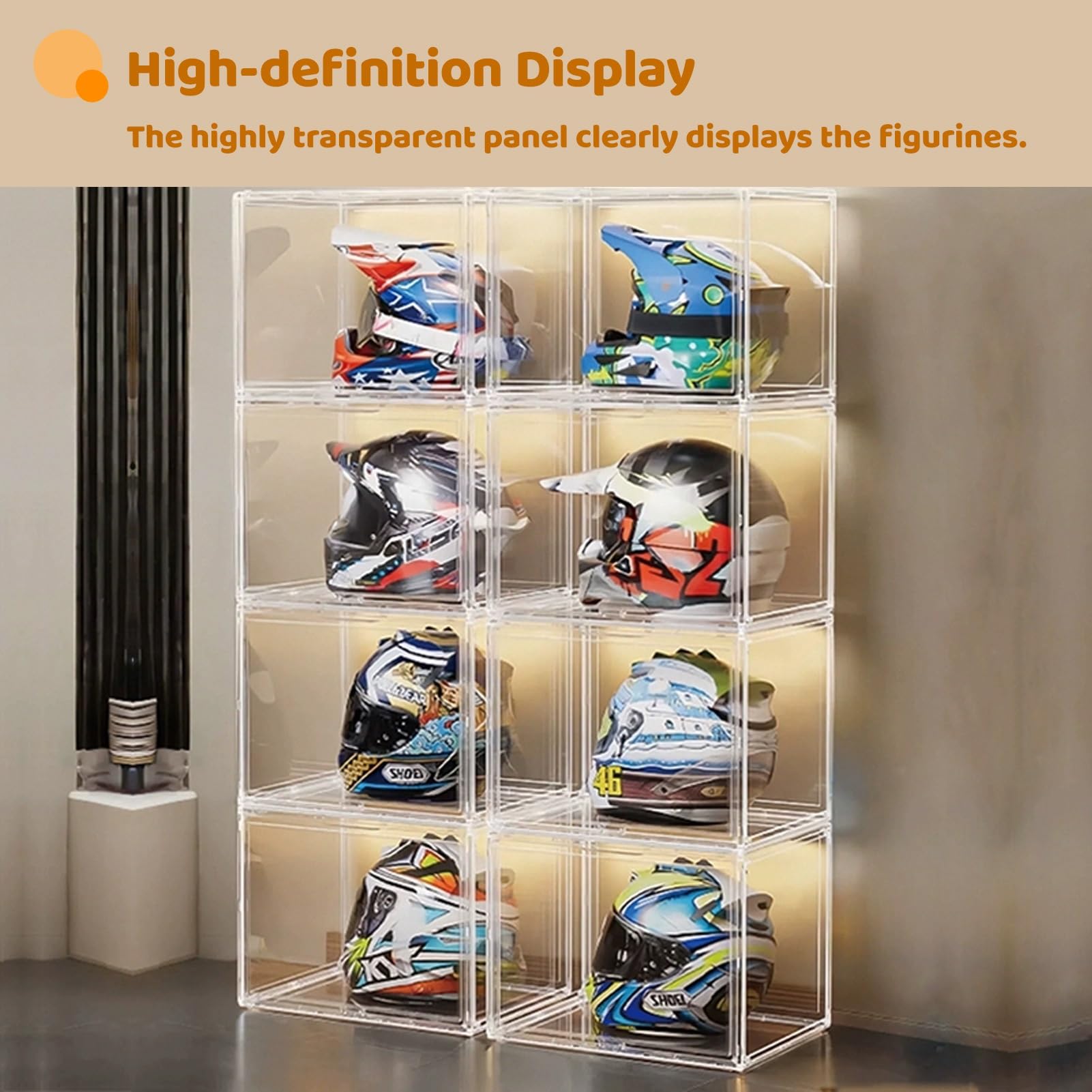 Casco Obra Vitrina de Acrílico Transparente para Cascos de Fútbol Americano, Armarios de Oficina para Guardar Cascos de Seguridad, Armarios de Seguridad contra Incendios(Five Boxes)