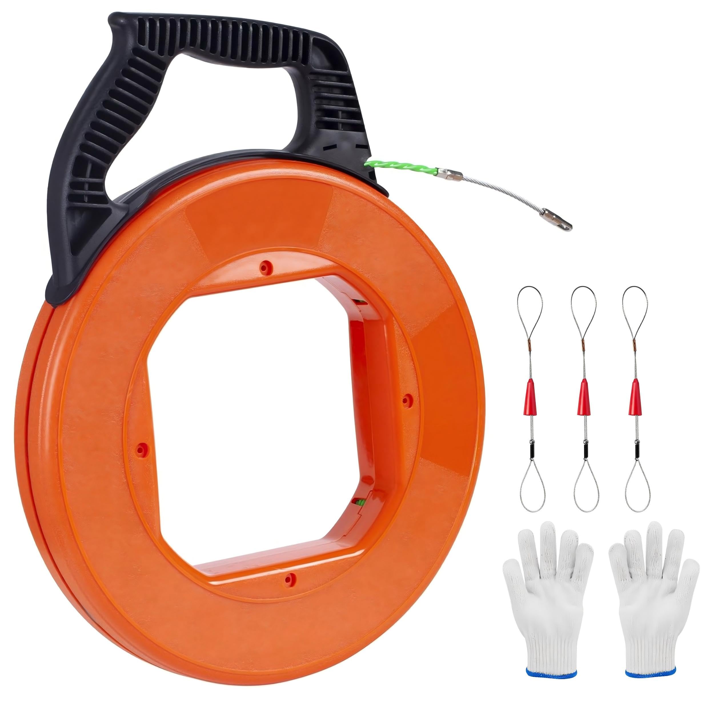Aiguille tire-fil 30 m avec boîtier de rangement, tire-câble électrique