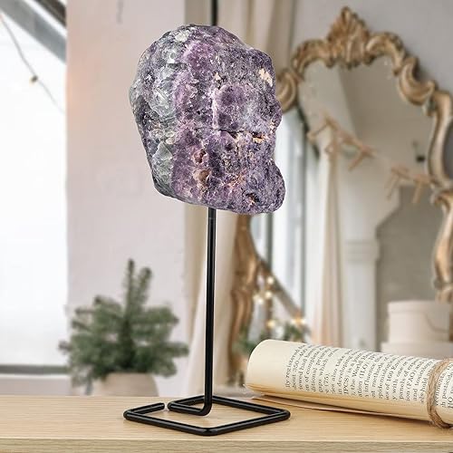 Miniatura 9 de mookaitedecor Piedra en bruto natural de lapislázuli con soporte inoxidable, muestra de piedras preciosas curativas para decoración de oficina y