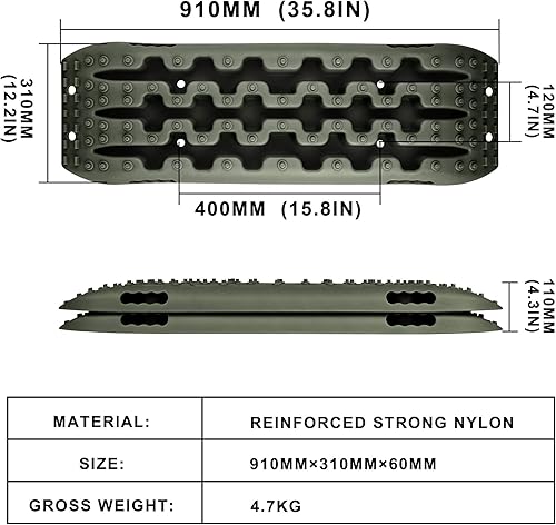 Miniatura 3 de Tablas de tracción para pistas de recuperación de neumáticos, alfombrilla de recuperación 4x4 para pista de barro de arena y nieve todoterreno 4x4