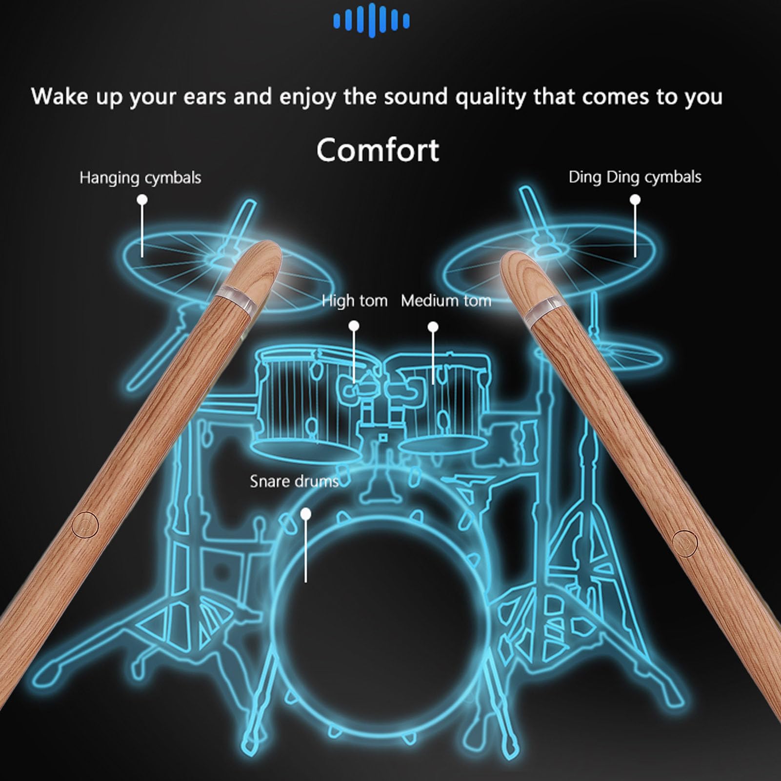 Set di Batteria Ad Aria Virtuale, Bacchette Elettriche, Bacchette per Batteria Ad Aria, Batteria Ad Aria Elettronica, Battito Rock, Strumento per Percussioni con Bastoncini Ad