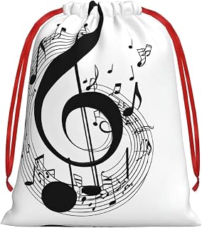 Music Print Drawstring Gift Bag Durable Wear Resistant Reusable Gift Bag