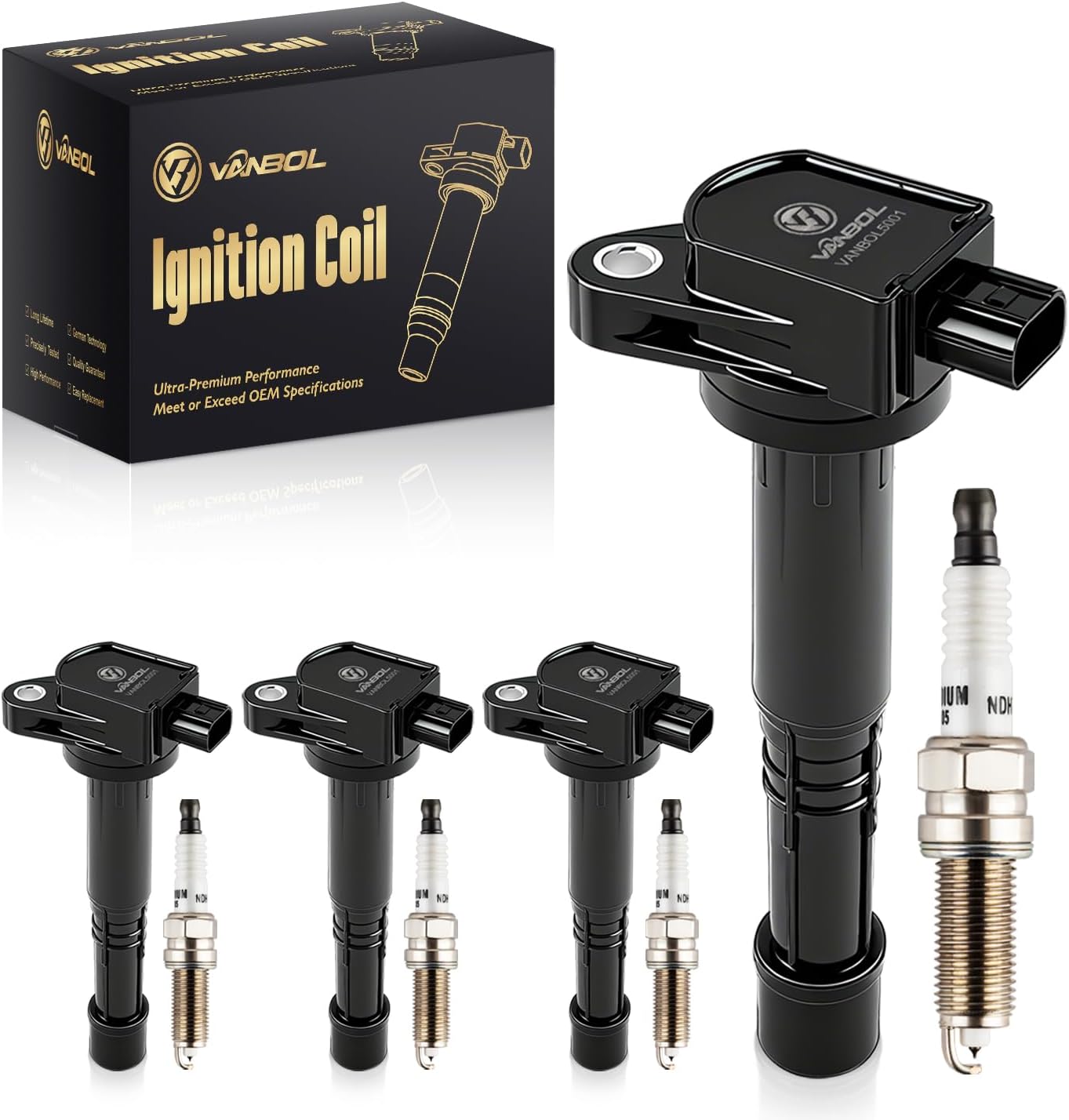 Set of 4 Ignition Coil Pack UF602 Compatible with Acura ILX 2002-2015 Honda Accord Civic CR-V Crosstour L4 2.4L Replace UF-602 C1662 5C1719