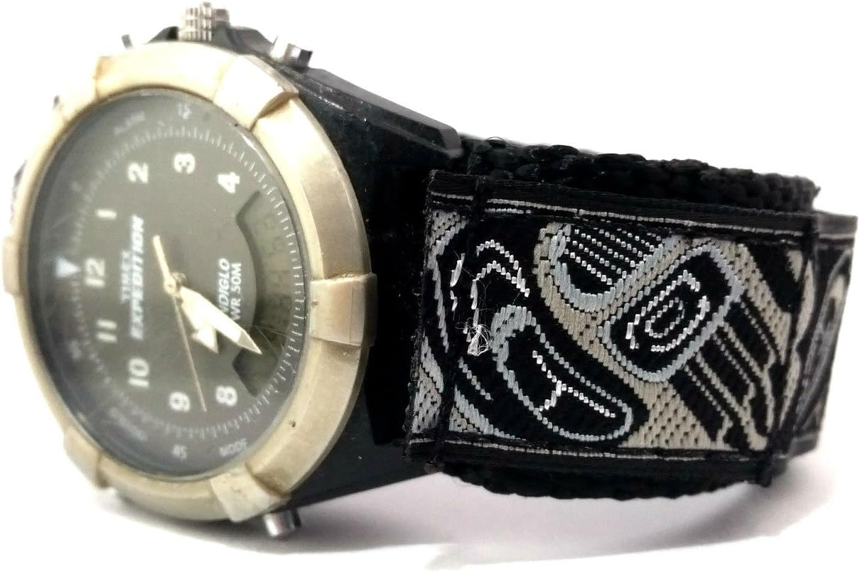 Nylon Watch Band Sports Style Wrap-Around Strap by Silverfoot Activeware for 16 mm or larger watches (Bear Paw Grey)