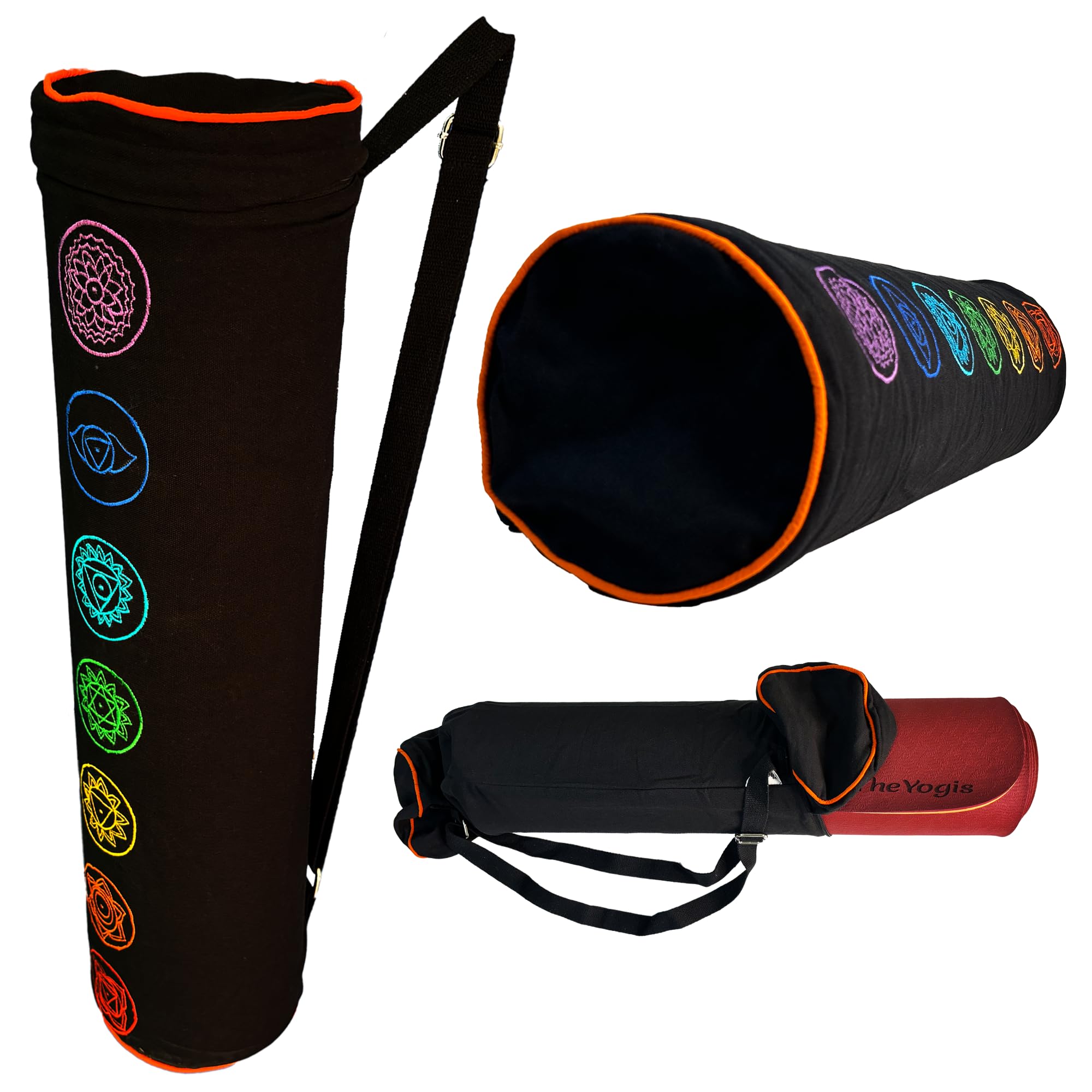 The Yogis 7 Chakra Embroidery Cotton Carry Bag mat Bag for Yoga Mat - Big Size with Strong Shoulder Straps | Mat Bags | Handcrafted Cover | Environmental Friendly | Fitness | Meditation | Yoga (B0CJG25GXX) Amazon Price History, Amazon Price Tracker
