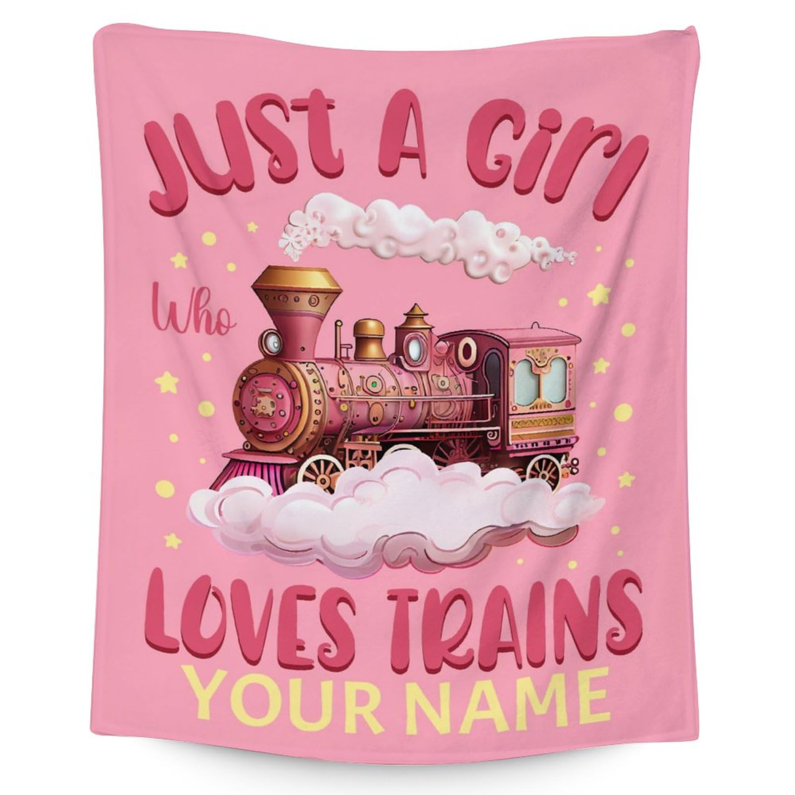 Custom Train Blanket for Girls - 30x40 Inches Lap Size - Soft Fuzzy Warm Throws Gifts - Pink Cute Throw Blanket for Couch, Work