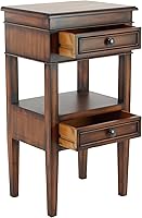 Vista 2 de Deco 79 Mesa auxiliar de madera, 2 cajones y 1 estante auxiliar, mesa auxiliar de 16 x 12 x 29 pulgadas, color marrón