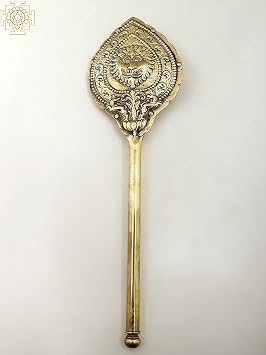 Exotic India 17" Brass Lord Karttikeya Murugan Vel - Brass
