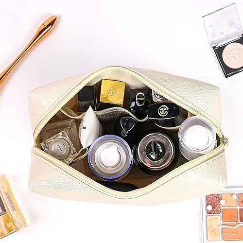 Miniatura 5 de Preppy Patch - Bolsa de maquillaje de piel, bolsa de cosméticos pequeña, organizador de artículos de tocador de viaje impermeable, bolsa de aseo