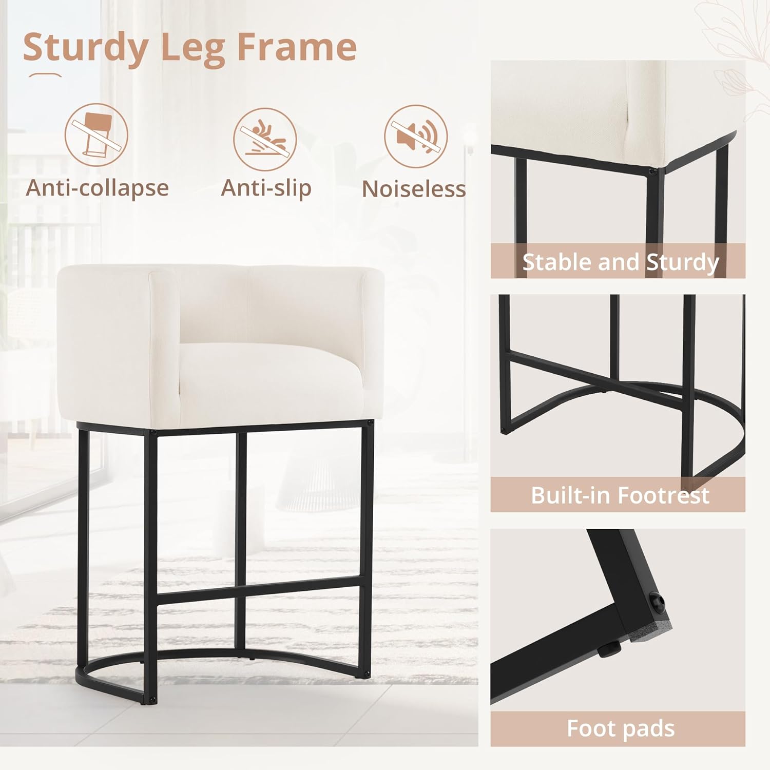 Close-up of the barrel-shaped design of the LUE BONA bar stool.