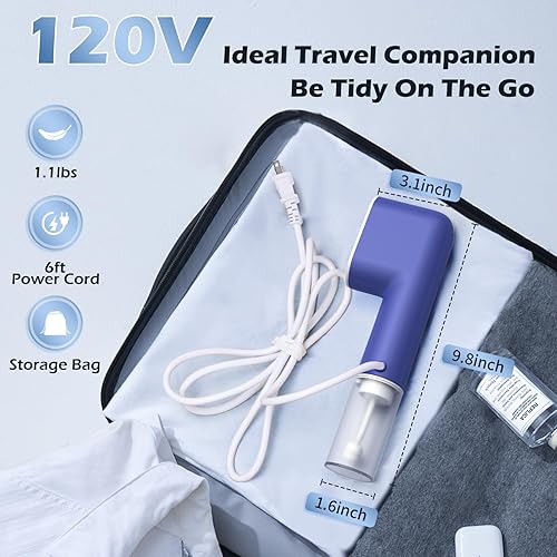 Miniatura 6 de Vaporizador para ropa  Vaporizador de viaje de calentamiento rápido de 15 segundos para ropa portátil Mini, potente vaporizador de ropa de mano de