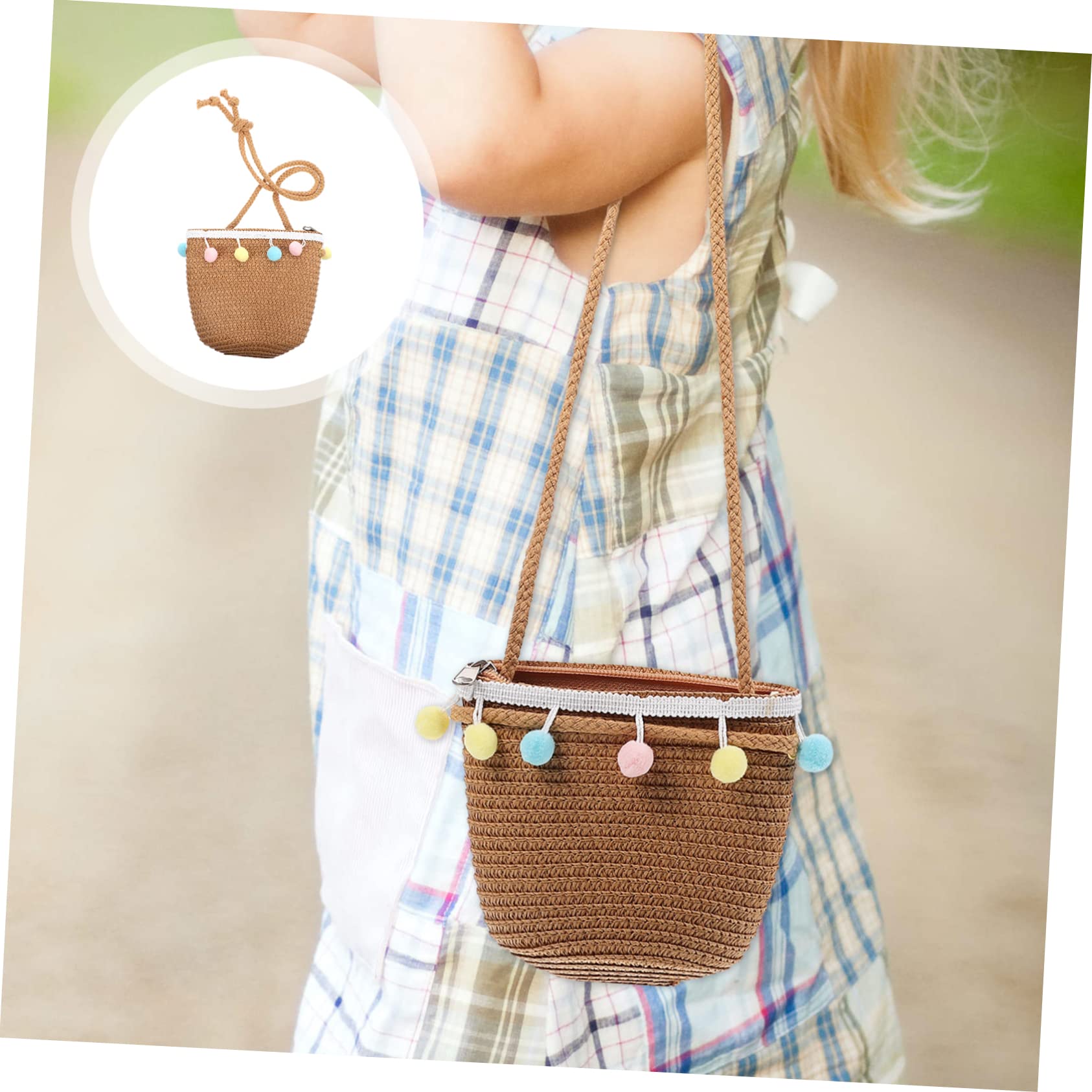 SHERCHPRY Bow Purse Straw and Girls Straw Beach Bag for Girls Children's Handbag Storage for Beach Shopping and Parties