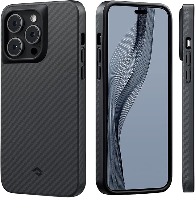 PITAKA iPhone 14 Pro Protective Case - Military Grade Shockproof iPhone 14 Pro Case Compatible with MagSafe, Aramid Carbon Fibre Crafted [MagEZ Case Pro 3] - Black