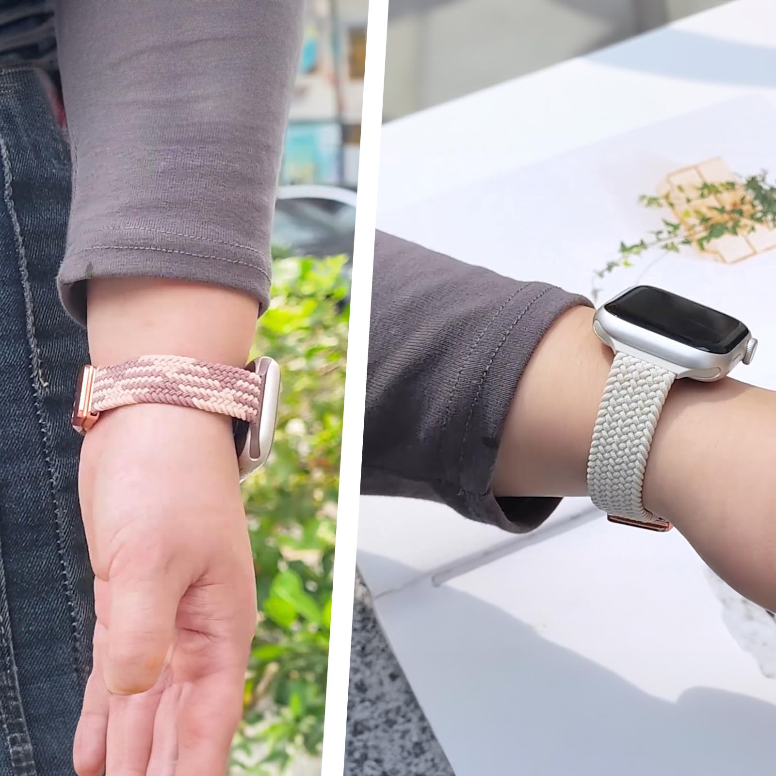 Bracelet de sport fin en nylon tressé compatible avec les bracelets Apple Watch 42 mm, 41 mm, 40 mm, 38 mm, 40 mm, 44 mm, 45 mm, 46 mm, bracelet de sport en nylon souple