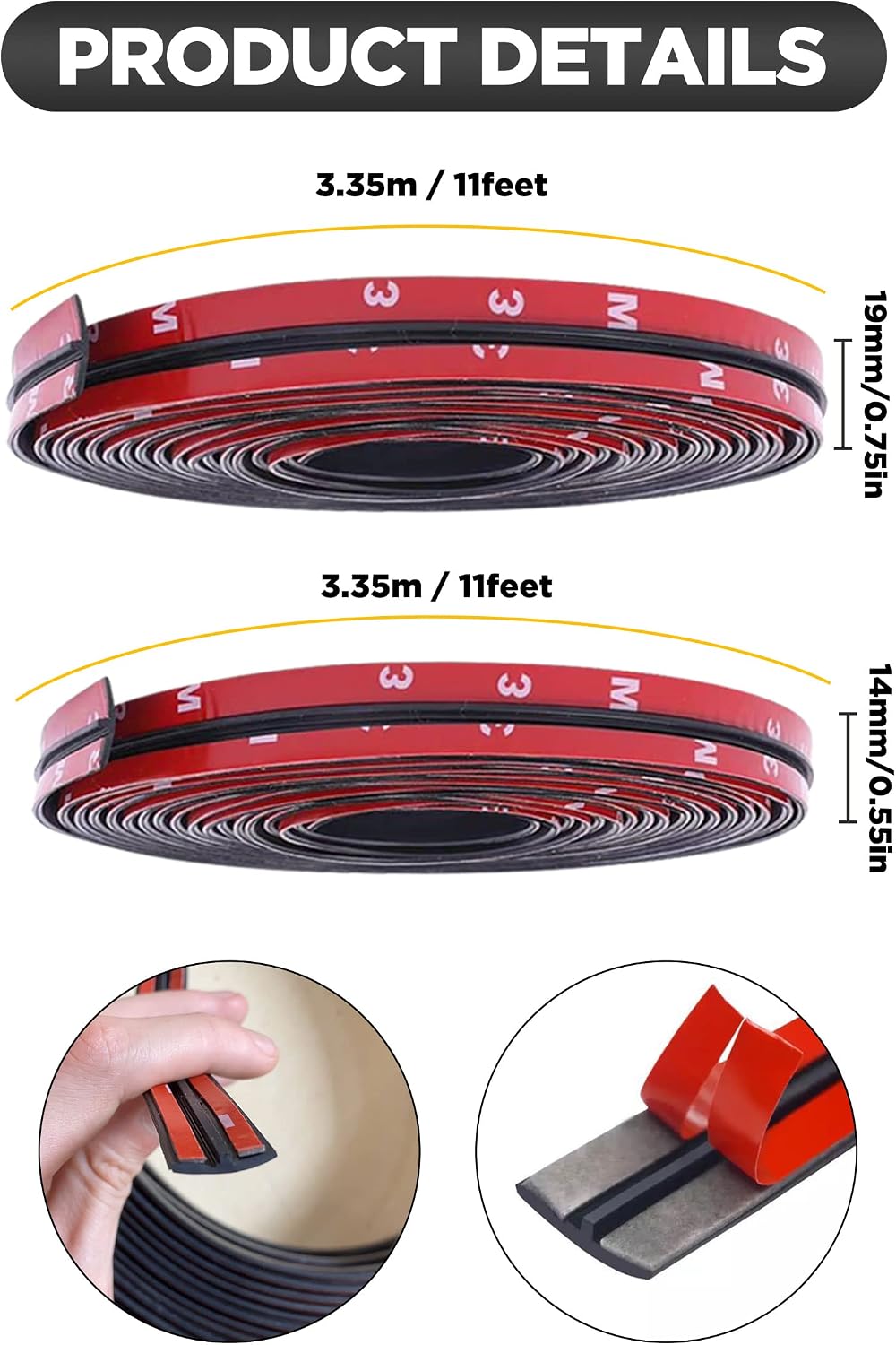 YAKEFLY 2-Piece Windshield Rubber Seal, 22 Ft Weather Stripping T-Shape Sealing Strip for Car Front Rear Windshield
