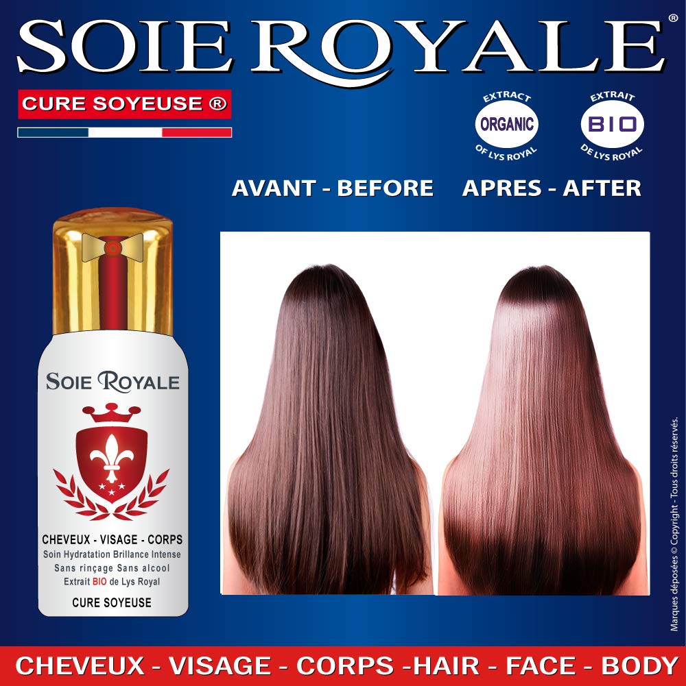 Coffret Cadeau Rouge Soin Capillaire Bio Kératine 250 ml Shampooing régénérant et Sérum Soie Royale Cure Soyeuse 66 ml sans rinçage Répare Hydrate Nourrit Démêle Brillance Intense pour cheveux